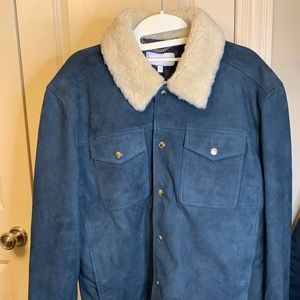 REISS SUEDE JACKET WITH SHEARLING COLLAR